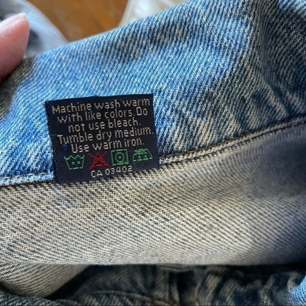 VTG 90’s Harley Davidson Biker Blue ladies denim jean jacket embroidered‎ size L - Picture 15 of 15